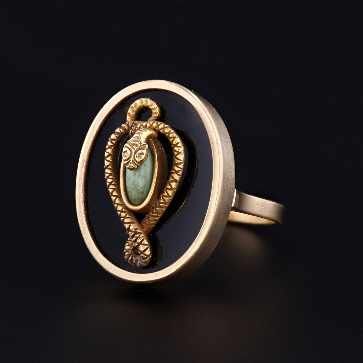 Snake Ring | Onyx &amp; Turquoise Snake Ring - Trademark Antiques