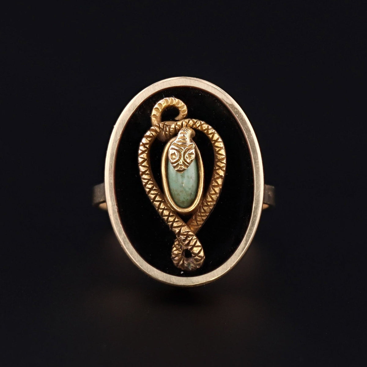 Snake Ring | Onyx &amp; Turquoise Snake Ring - Trademark Antiques