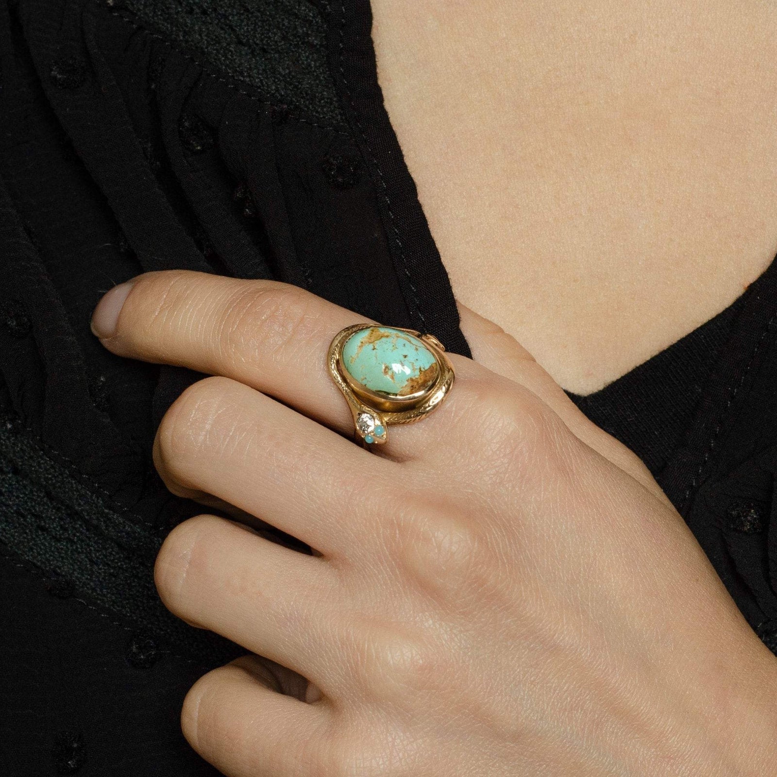Snake Ring | Turquoise Snake Ring - Trademark Antiques