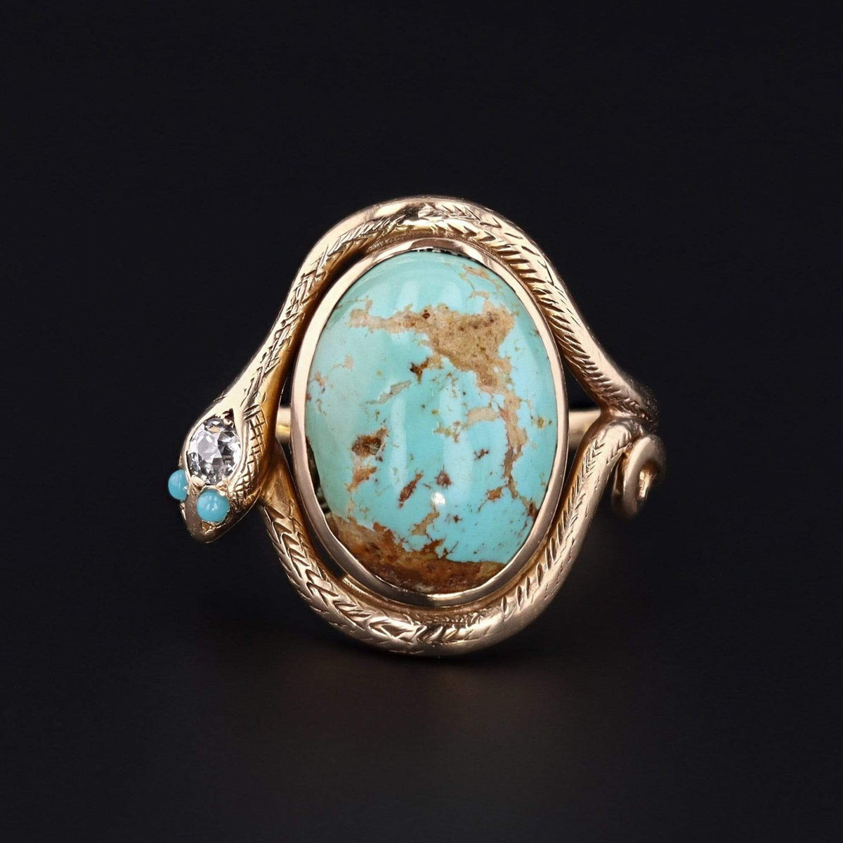 Snake Ring | Turquoise Snake Ring - Trademark Antiques