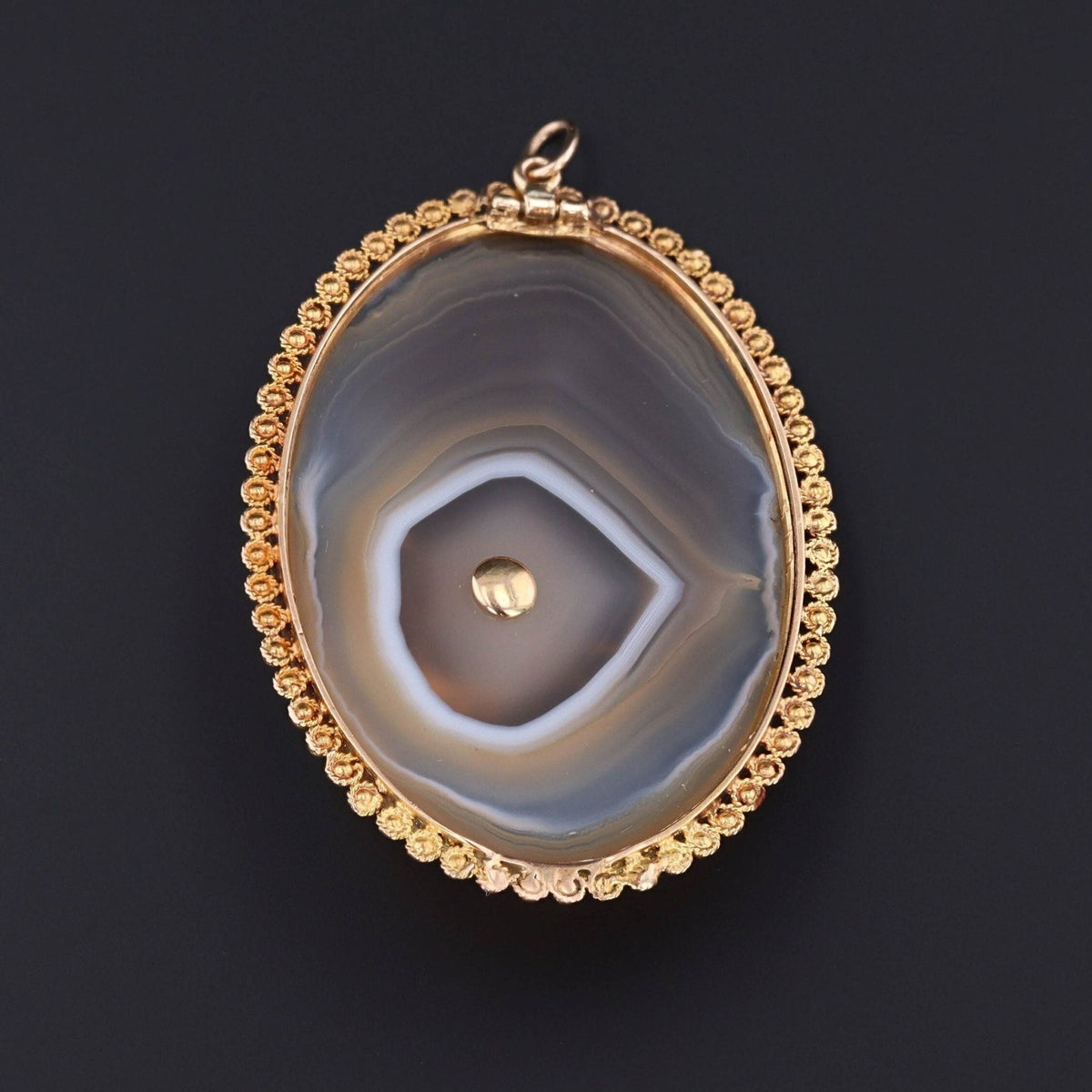 Spider Pendant | 14k Gold Spider on Agate Pendant - Trademark Antiques