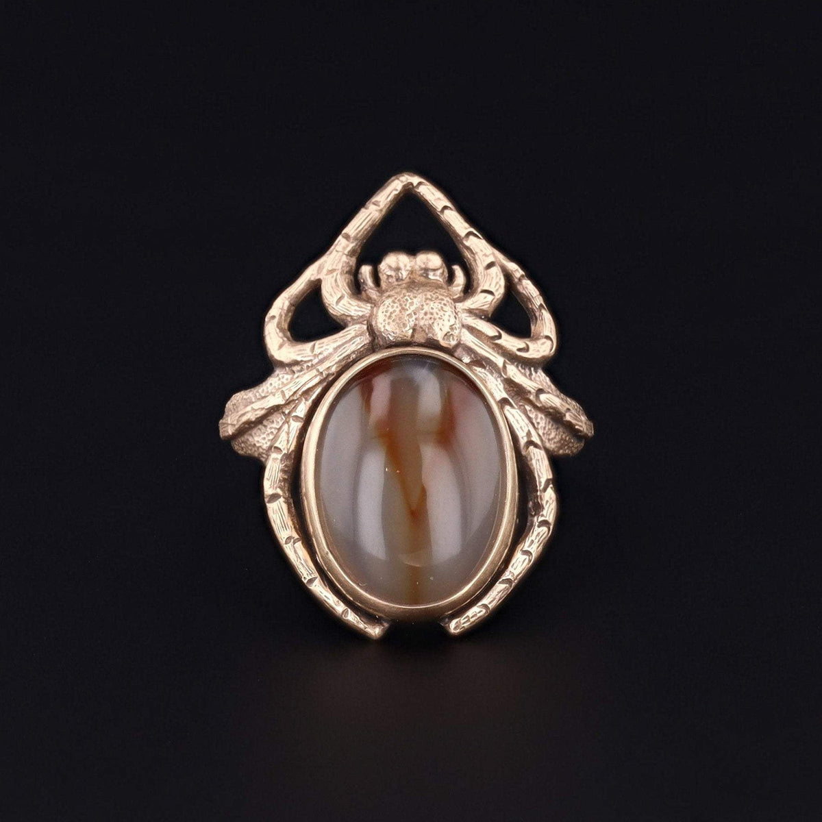Spider Ring | 14k Gold Agate Spider Ring - Trademark Antiques