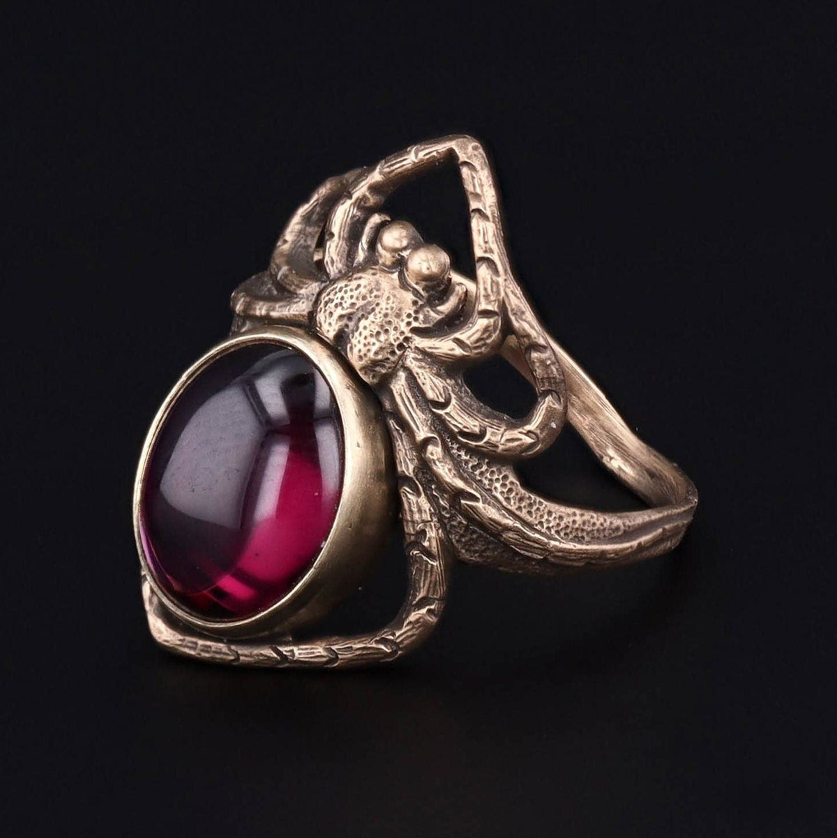 Spider Ring | 14k Gold &amp; Garnet Spider Ring - Trademark Antiques