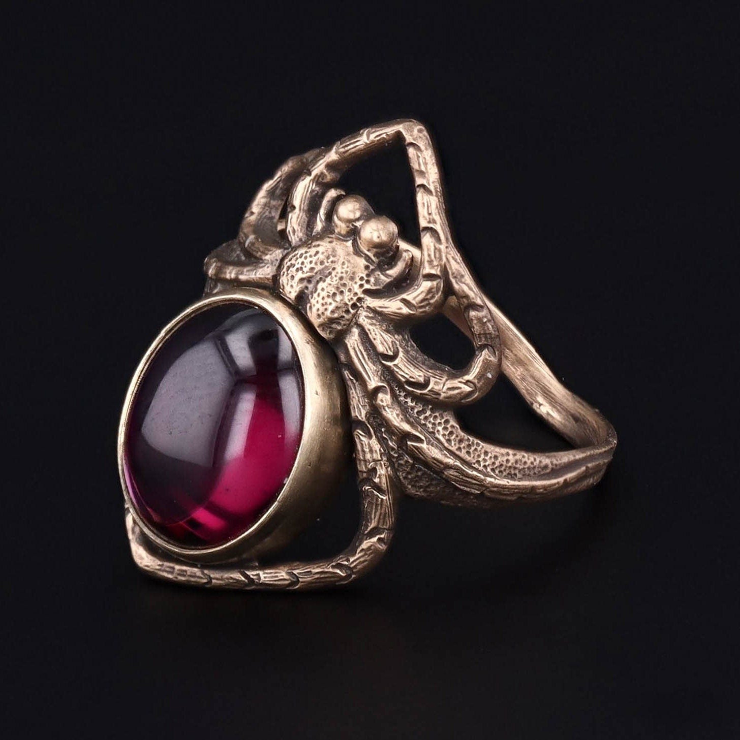 Spider Ring | 14k Gold & Garnet Spider Ring - Trademark Antiques