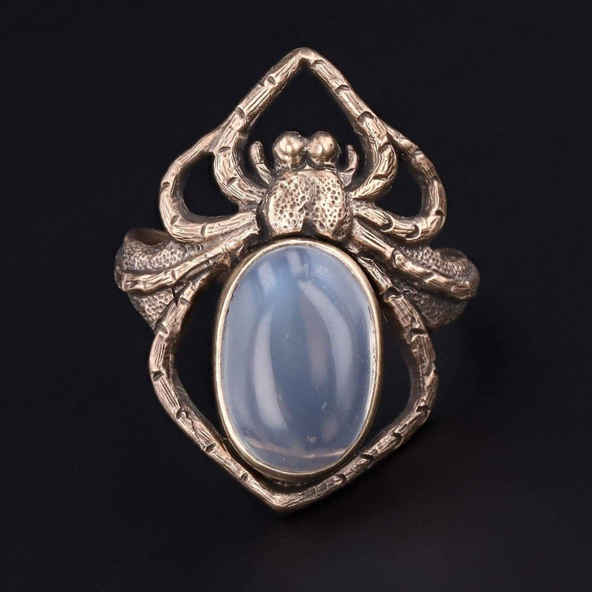 Spider Ring | 14k Gold &amp; Moonstone Spider Ring - Trademark Antiques