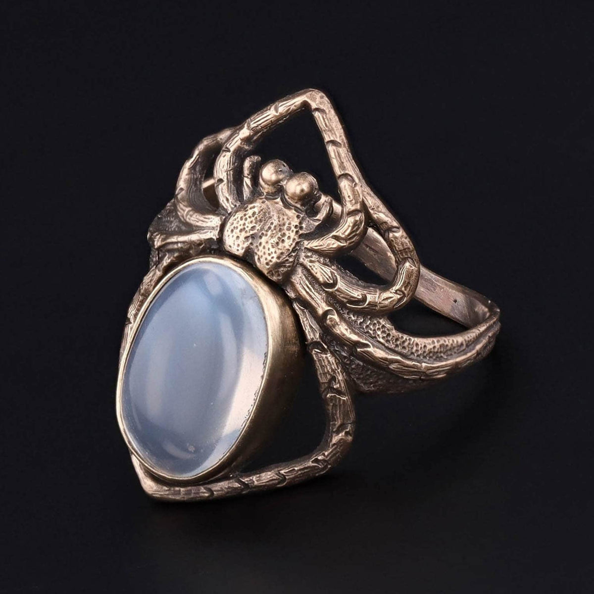 Spider Ring | 14k Gold &amp; Moonstone Spider Ring - Trademark Antiques