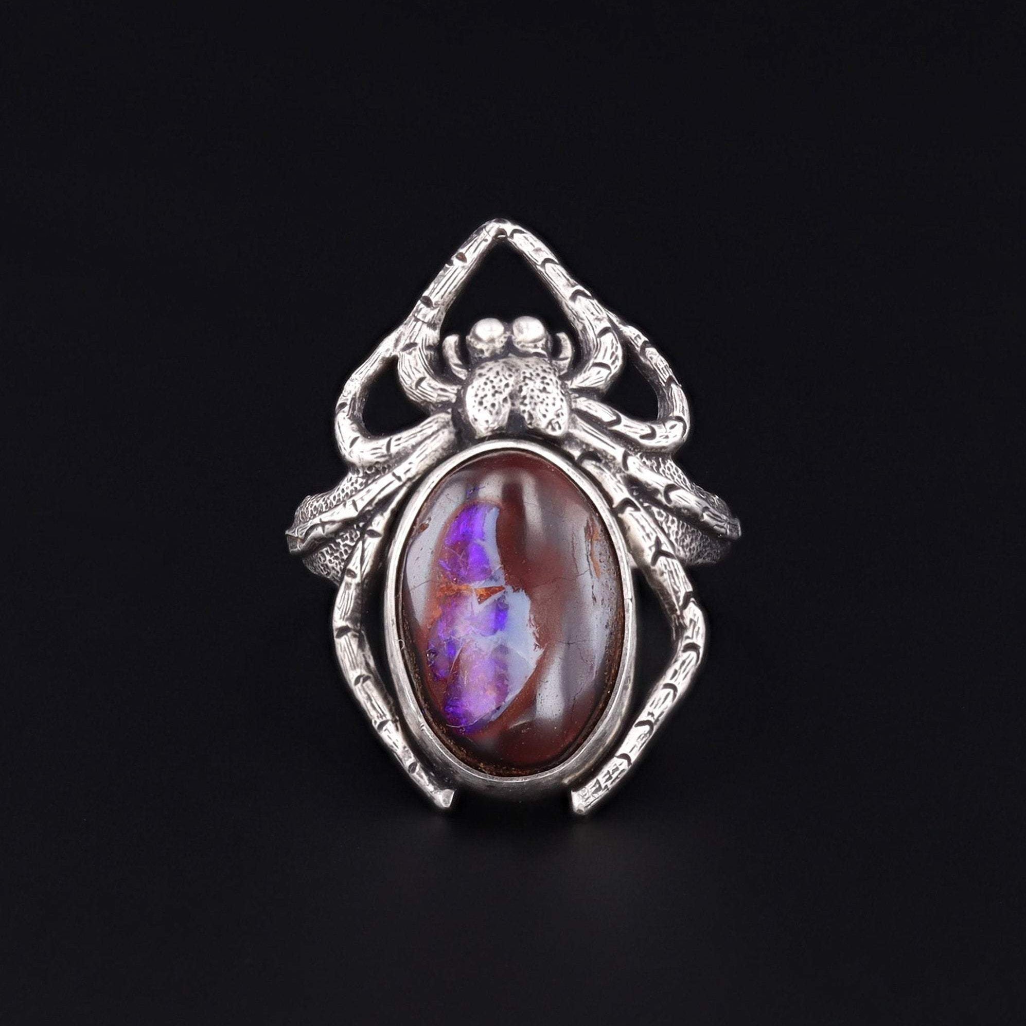 Spider Ring | Silver Boulder Opal Spider Ring - Trademark Antiques