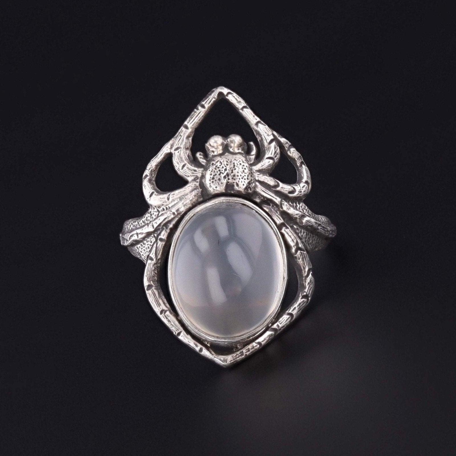 Spider Ring | Silver Moonstone Spider Ring - Trademark Antiques