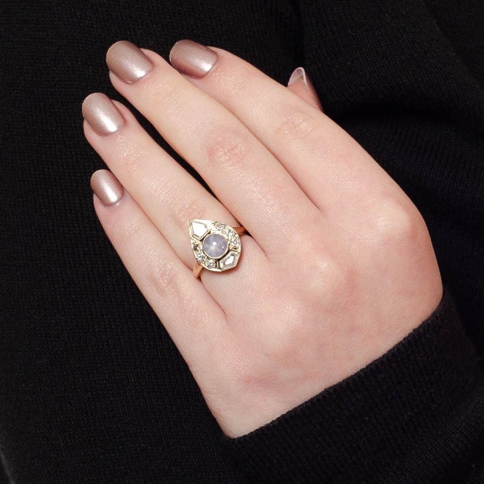 Star Sapphire and Diamond Ring | Vintage Ring - Trademark Antiques