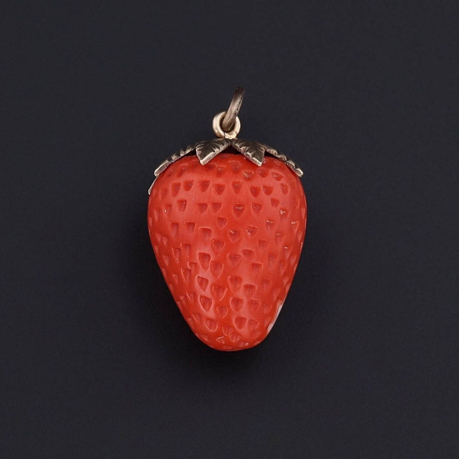 Strawberry Charm | Coral Pendant - Trademark Antiques