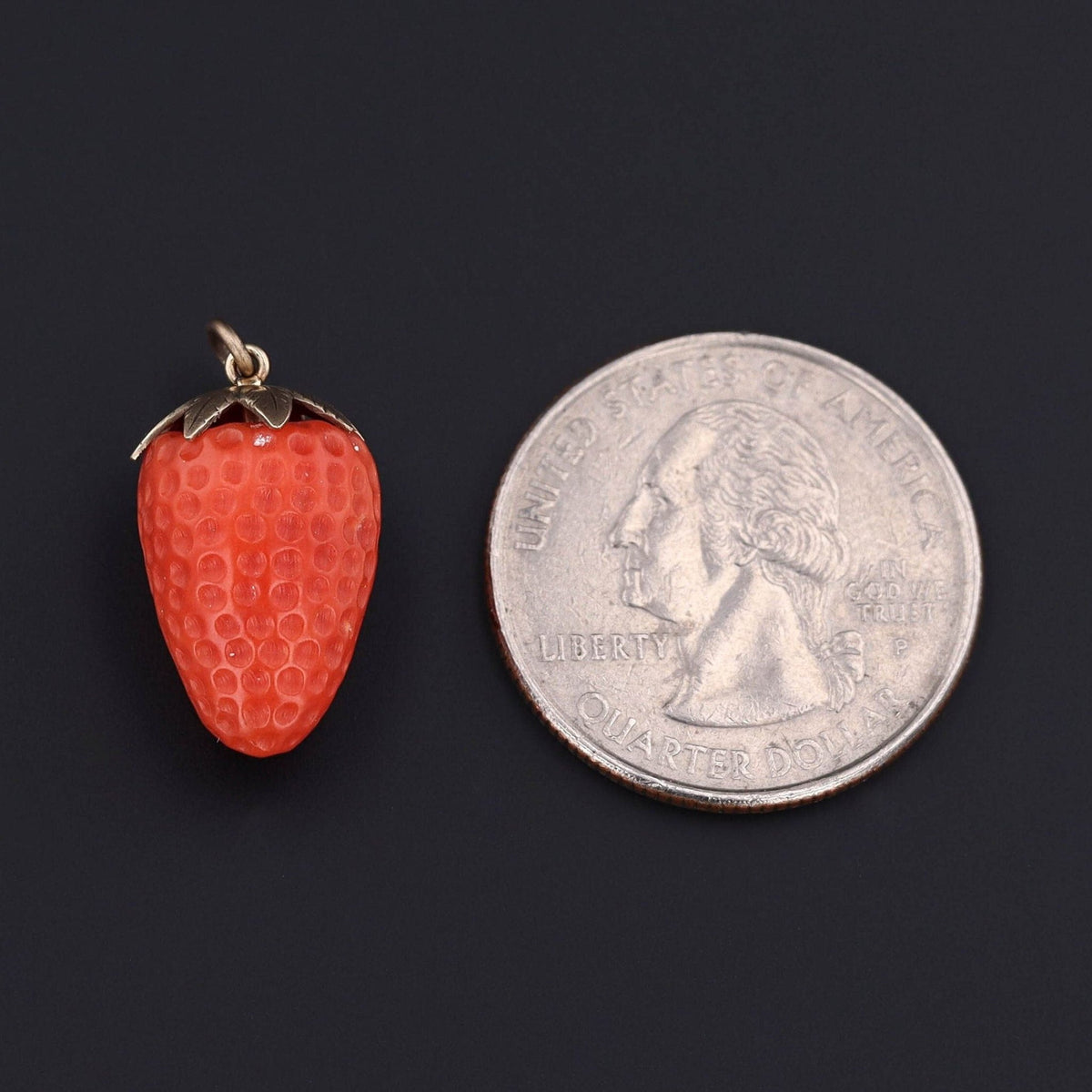 Strawberry Charm | Coral Pendant - Trademark Antiques