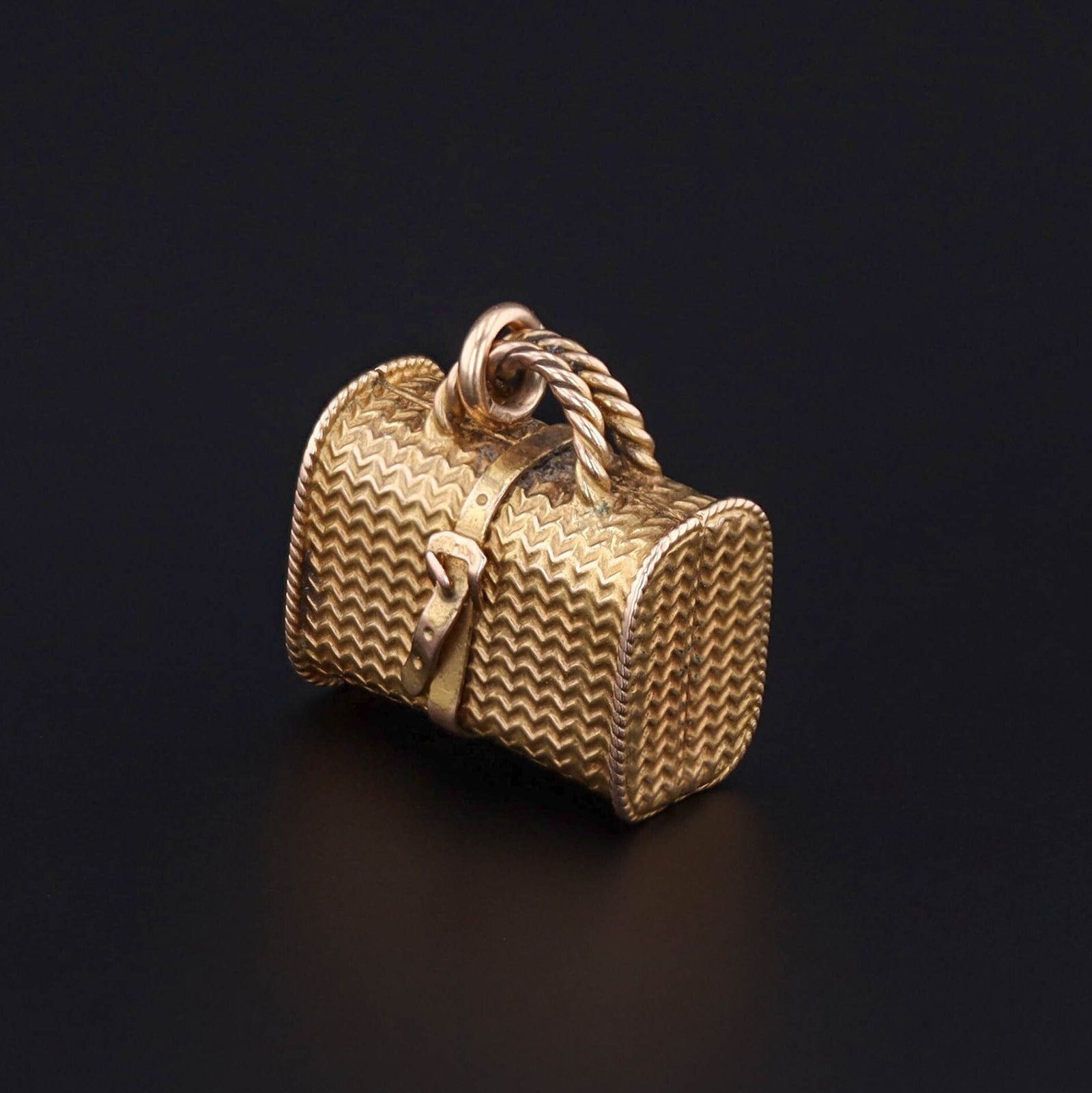 Suitcase Charm | Wicker Bag Pendant - Trademark Antiques
