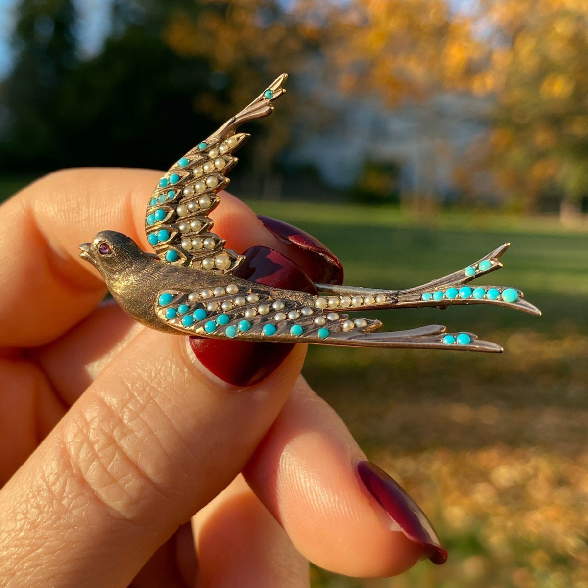 Swallow Brooch | Antique Bird Brooch - Trademark Antiques