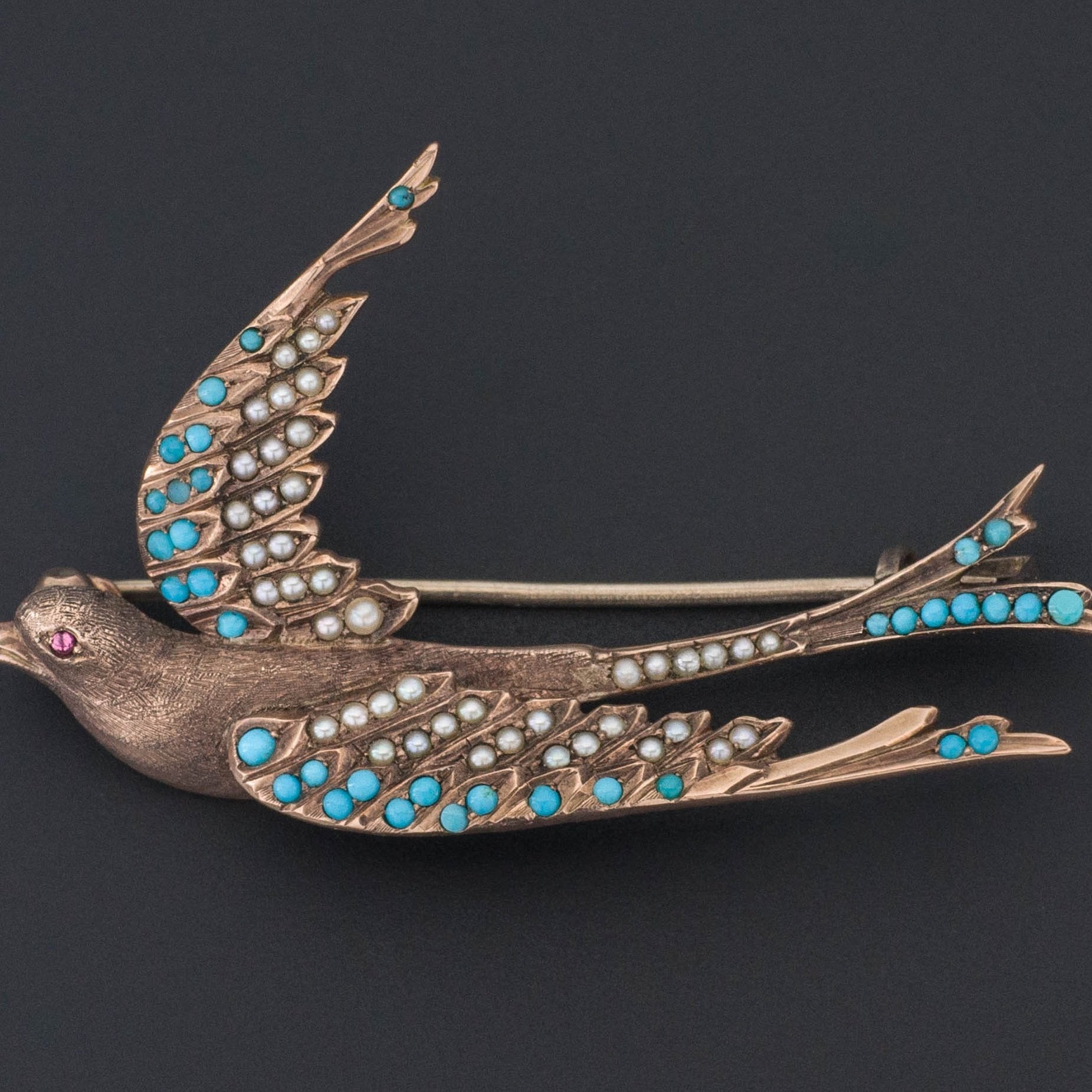 Swallow Brooch | Antique Bird Brooch - Trademark Antiques