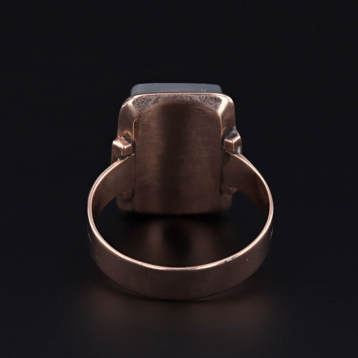 Theatre Mask Ring | 14k Gold &amp; Agate Ring - Trademark Antiques