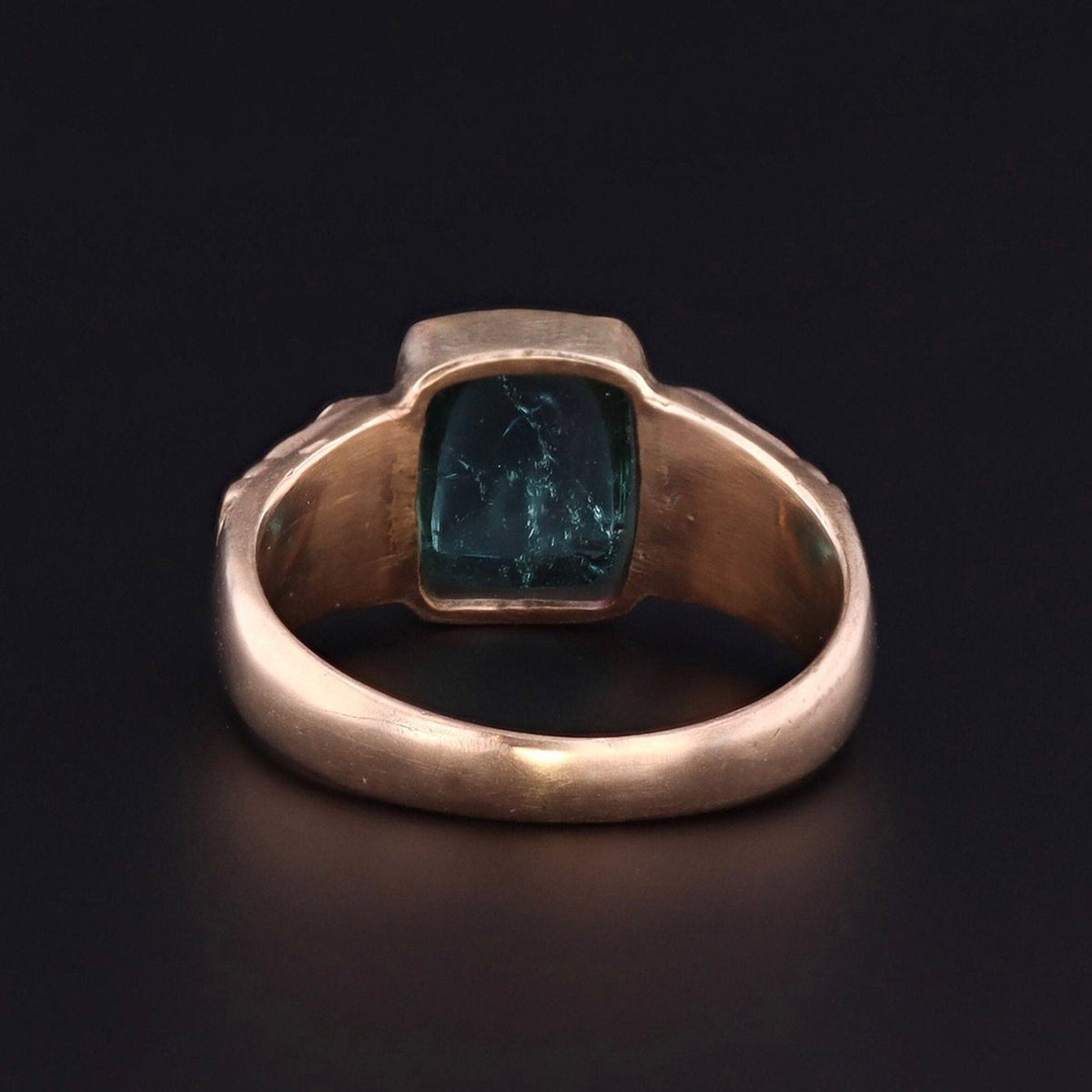 Tourmaline Ring | 14k Gold &amp; Green Tourmaline Pharaoh Ring - Trademark Antiques