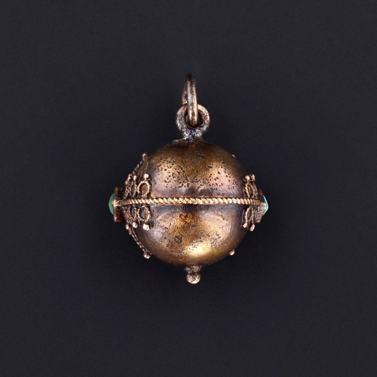 Turquoise Ball Charm or Pendant | Antique Pin Conversion - Trademark Antiques