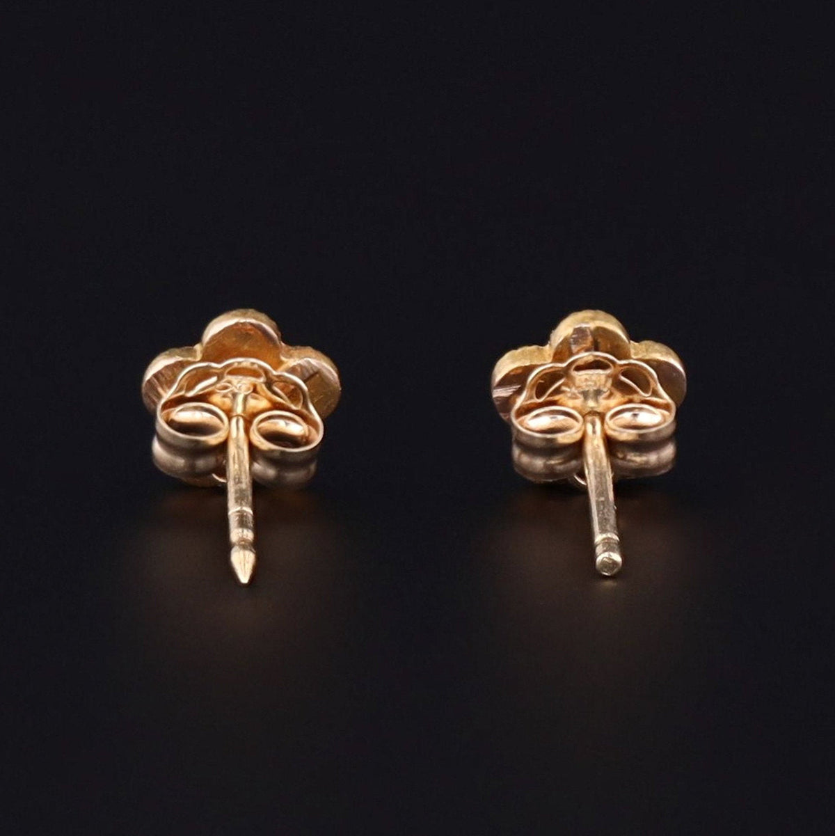 Turquoise &amp; Diamond Flower Earrings | 14k Gold Earrings - Trademark Antiques