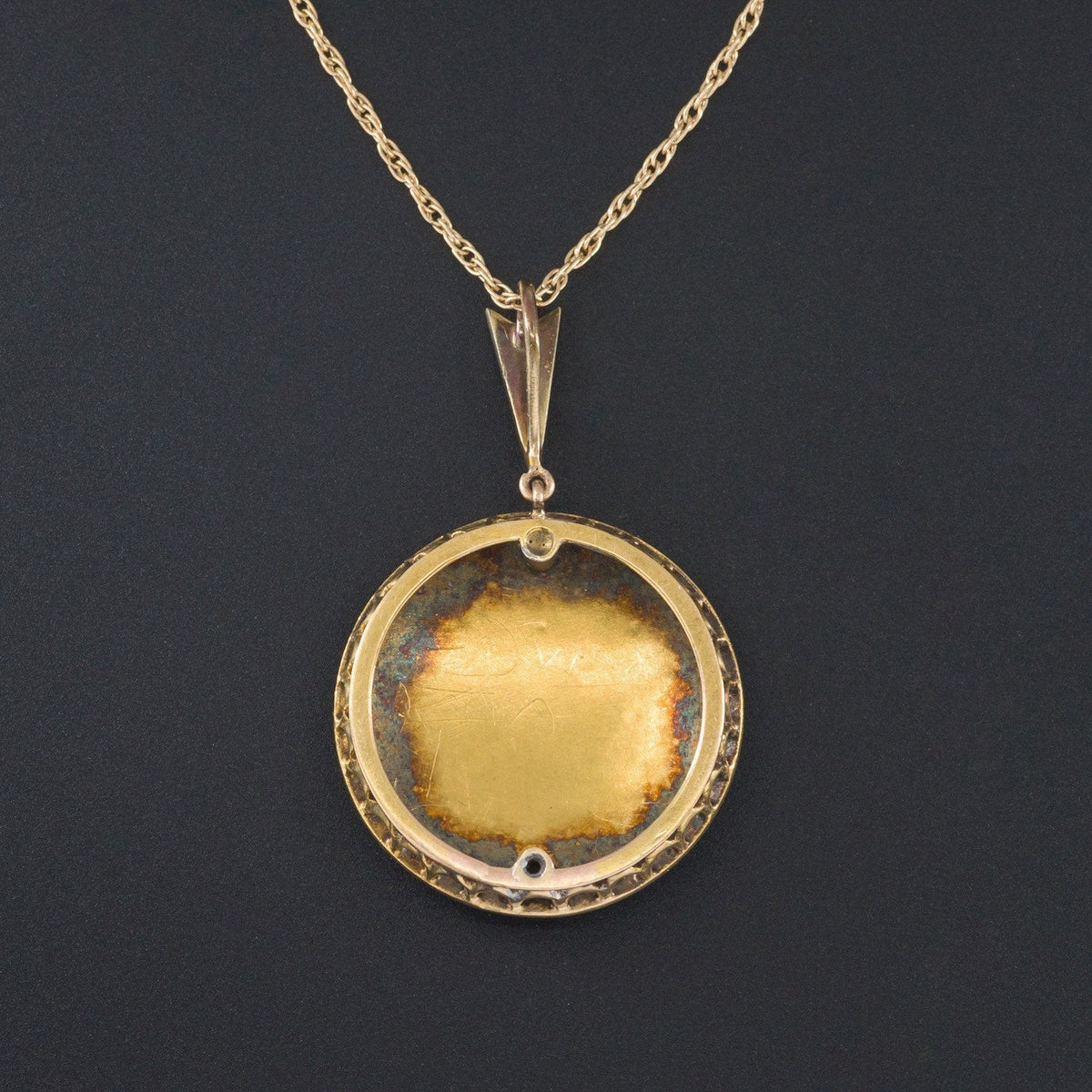 Turquoise &amp; Diamond Pendant | Antique Turquoise Pendant - Trademark Antiques