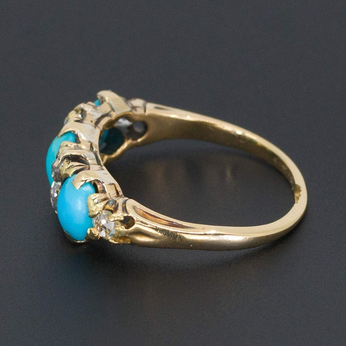 Turquoise &amp; Diamond Ring | 18k Gold Ring - Trademark Antiques