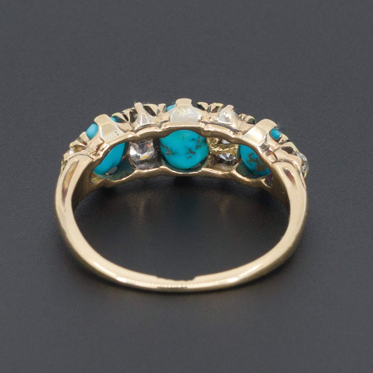 Turquoise &amp; Diamond Ring | 18k Gold Ring - Trademark Antiques