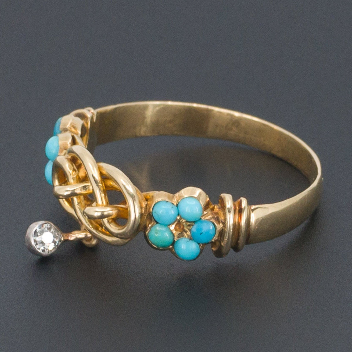 Turquoise &amp; Diamond Ring | Antique Turquoise Ring - Trademark Antiques