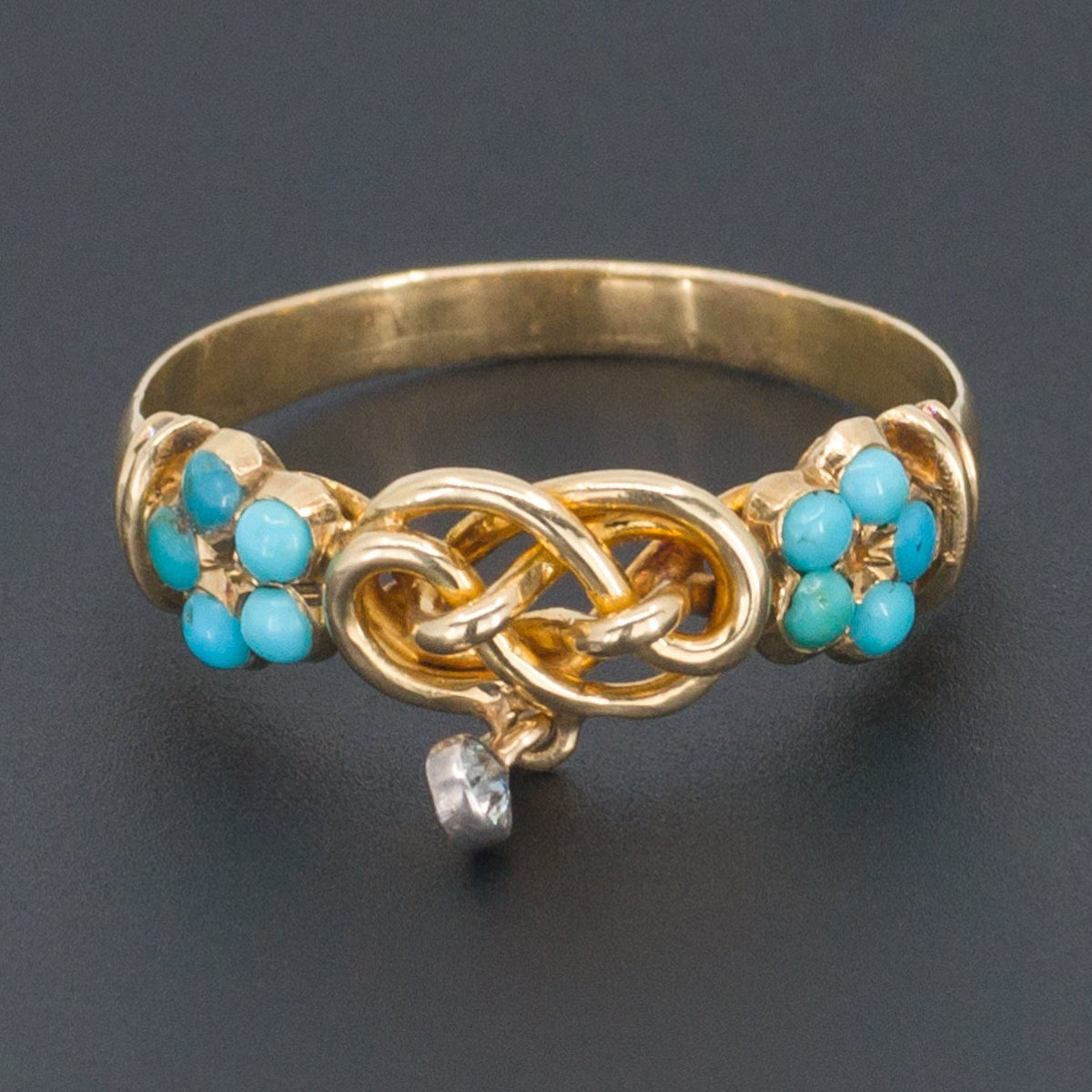 Turquoise &amp; Diamond Ring | Antique Turquoise Ring - Trademark Antiques