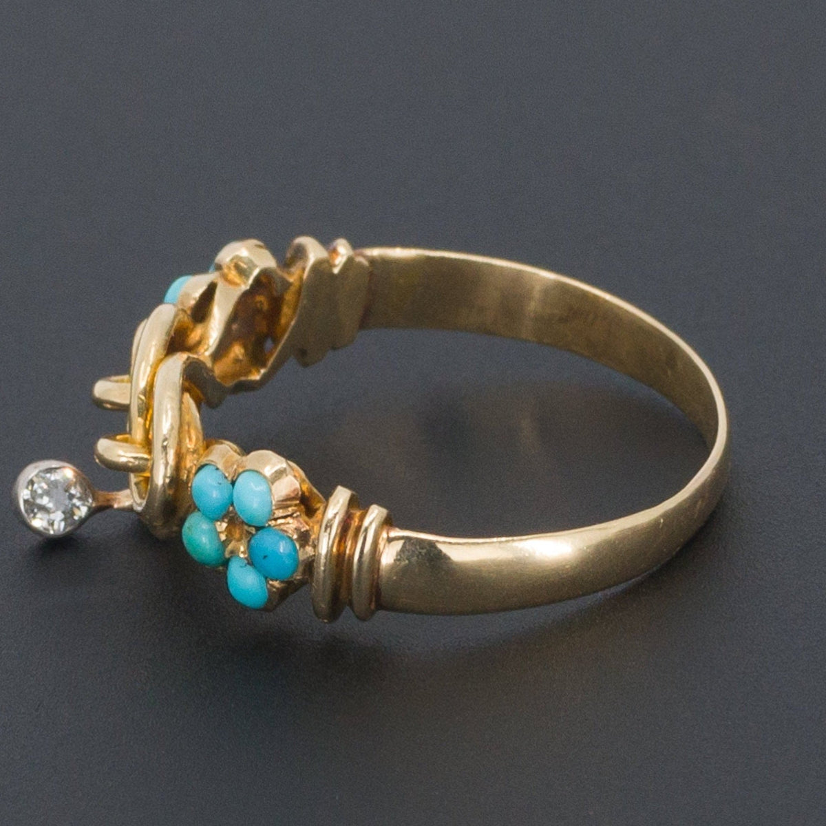 Turquoise &amp; Diamond Ring | Antique Turquoise Ring - Trademark Antiques