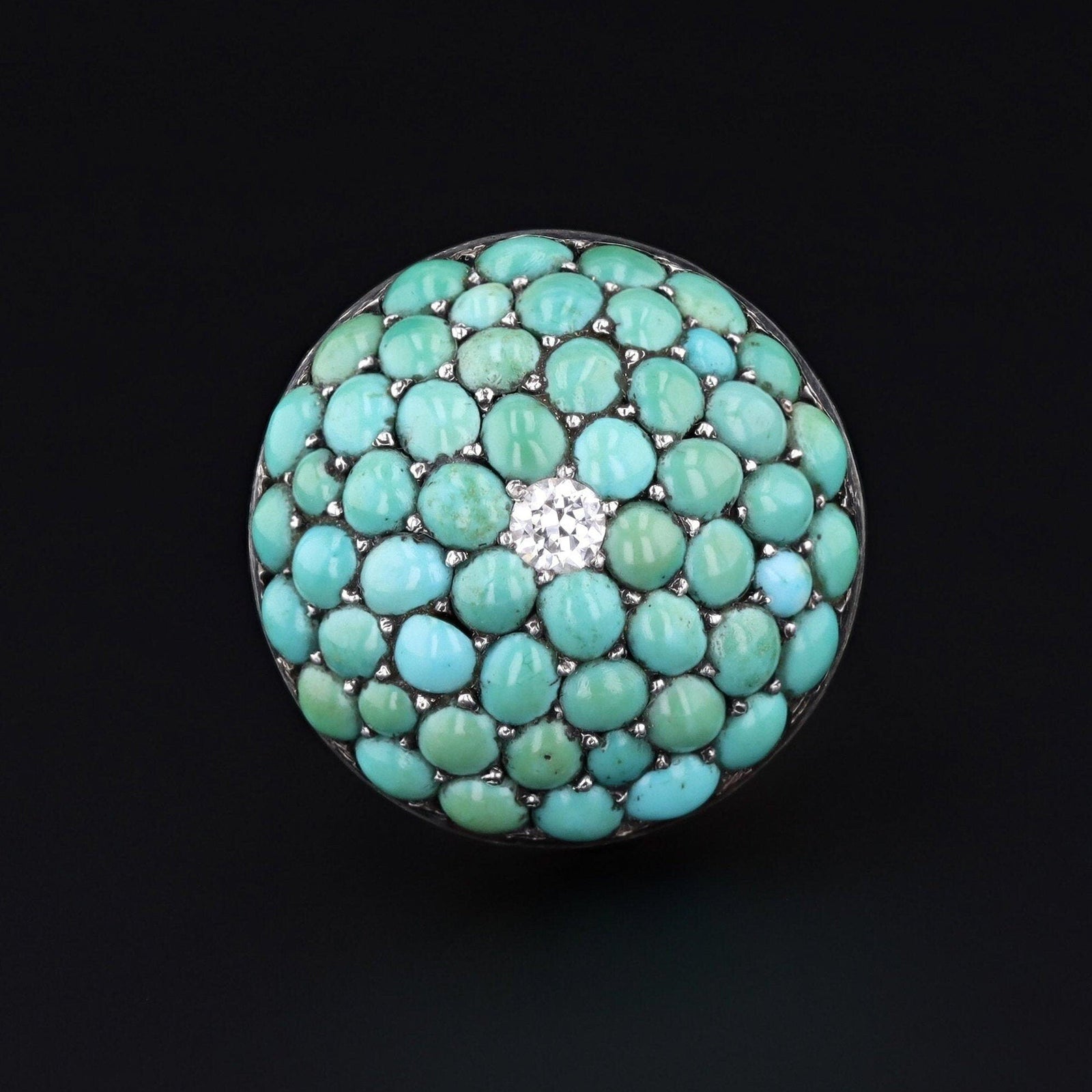 Turquoise Dome Ring | Antique Conversion Ring - Trademark Antiques