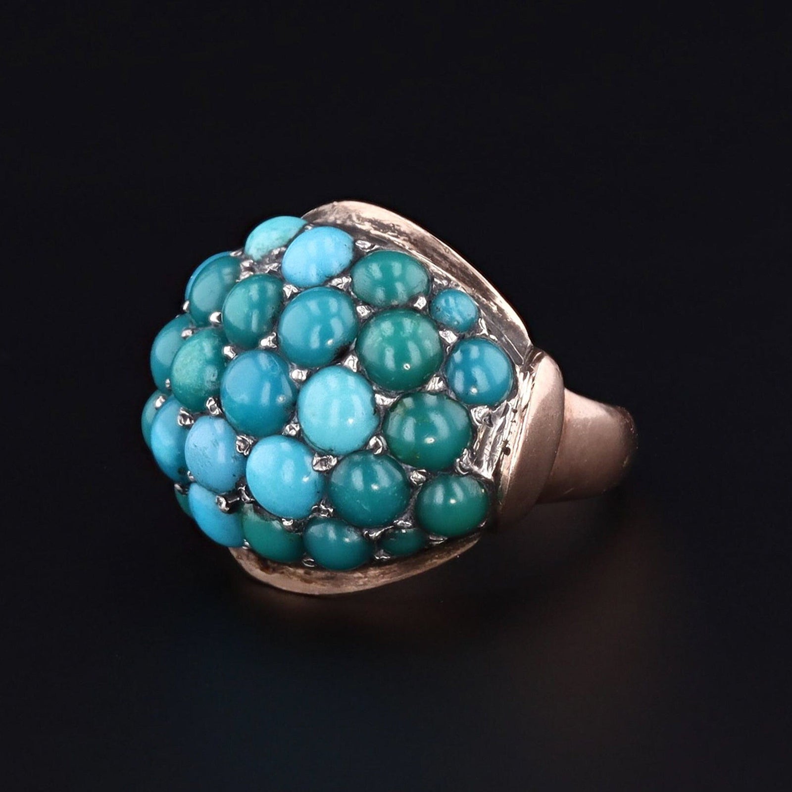 Turquoise Dome Ring | Antique Turquoise Ring - Trademark Antiques