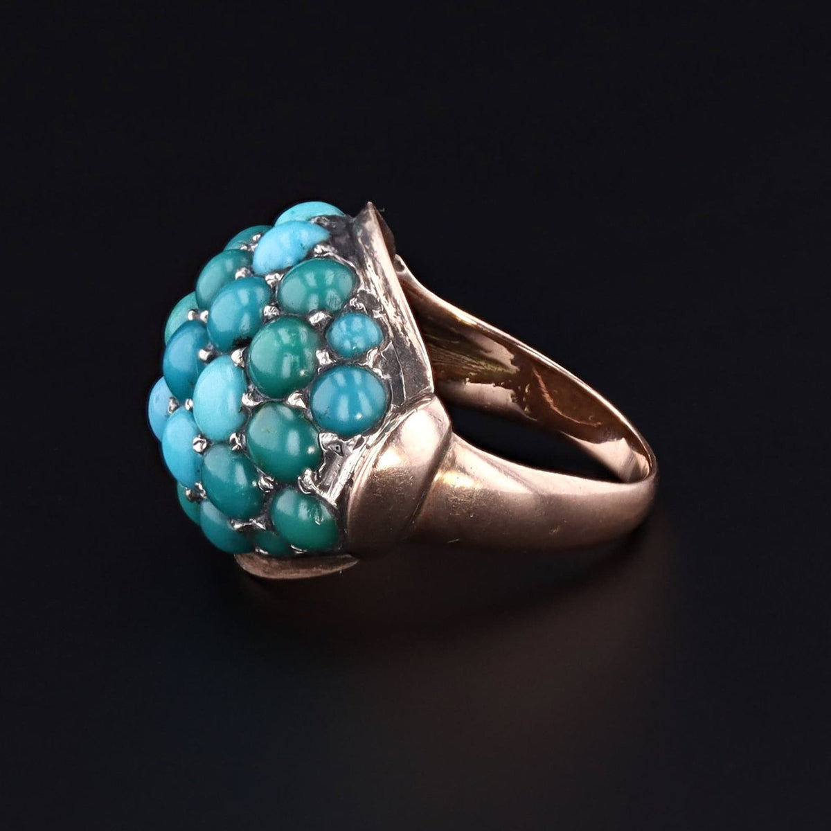 Turquoise Dome Ring | Antique Turquoise Ring - Trademark Antiques