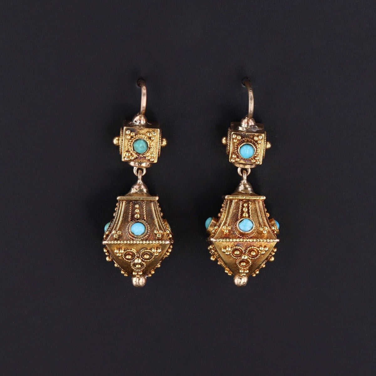 Turquoise Earrings | 14k Gold Earrings - Trademark Antiques