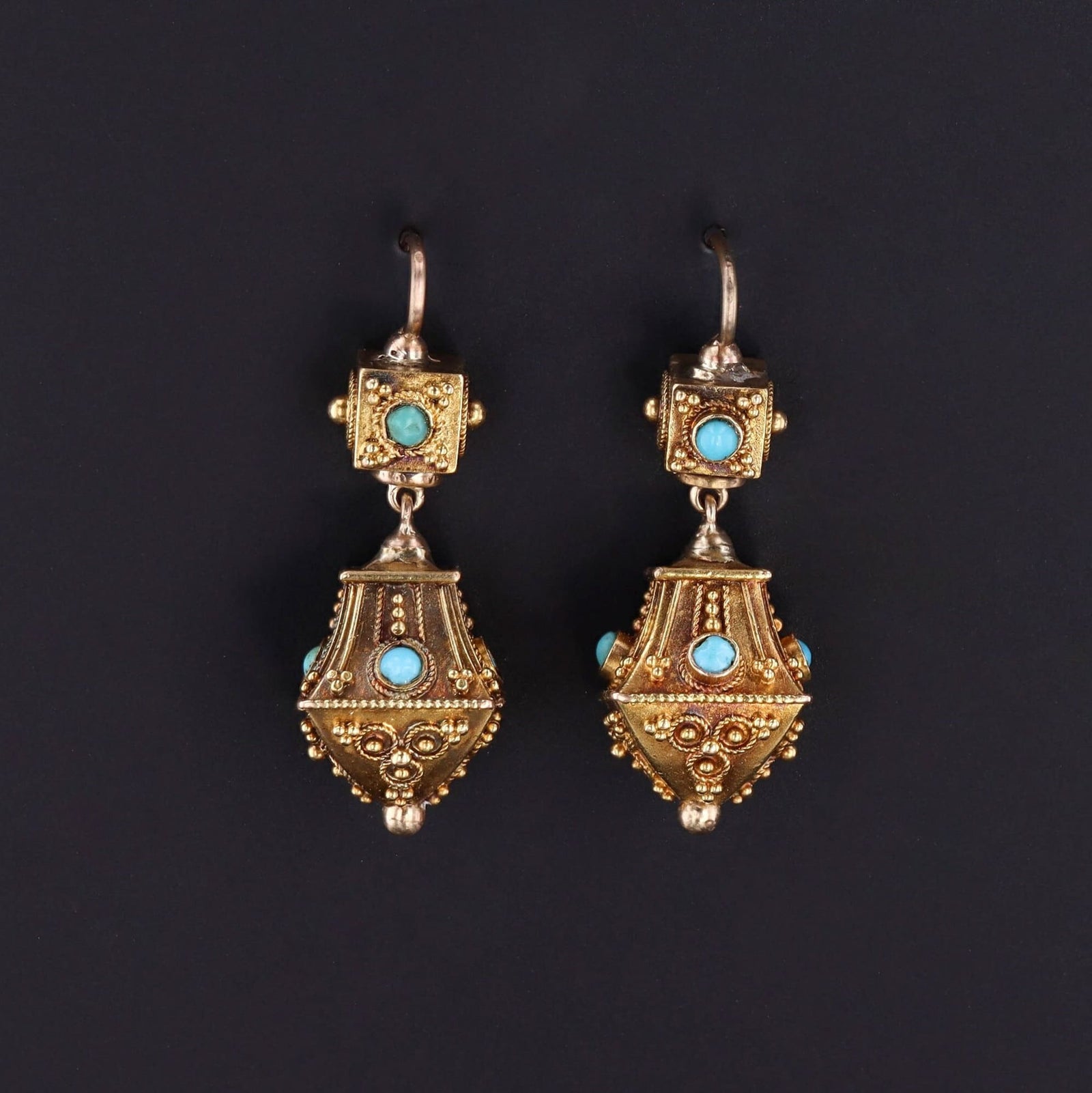 Turquoise Earrings | 14k Gold Earrings - Trademark Antiques
