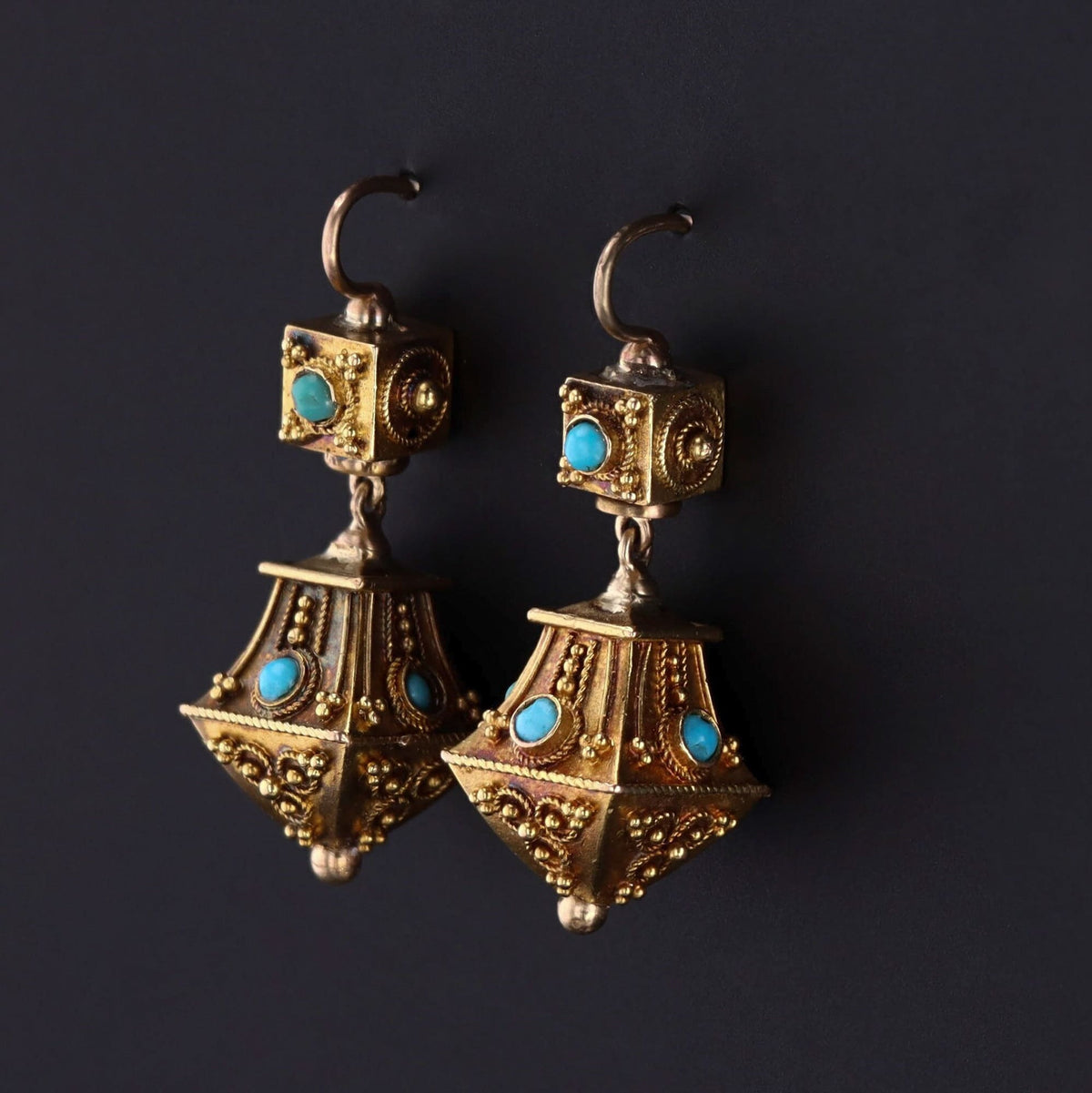 Turquoise Earrings | 14k Gold Earrings - Trademark Antiques
