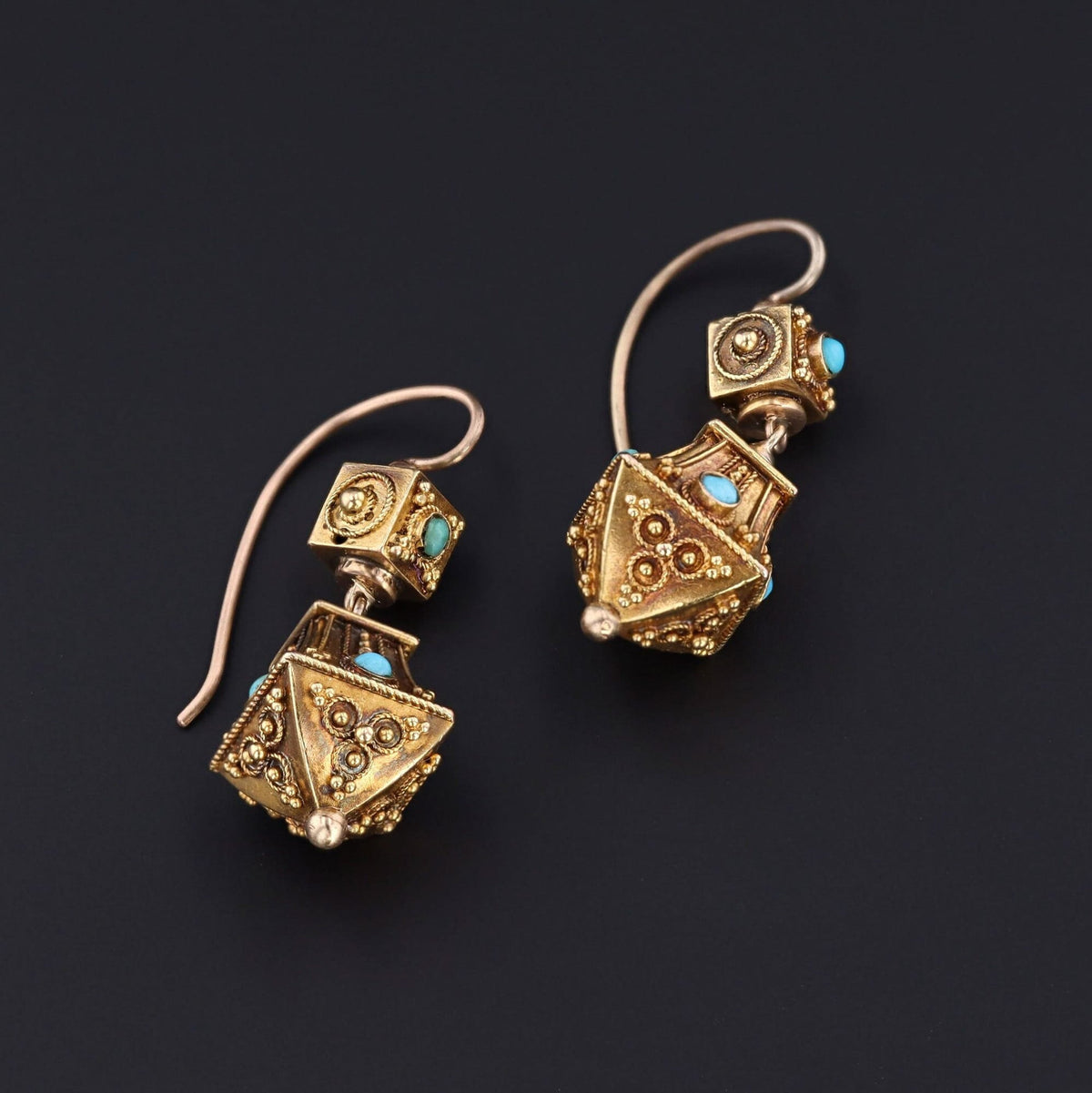 Turquoise Earrings | 14k Gold Earrings - Trademark Antiques