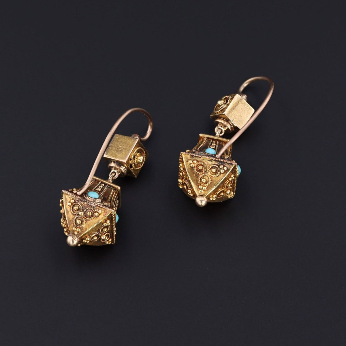 Turquoise Earrings | 14k Gold Earrings - Trademark Antiques
