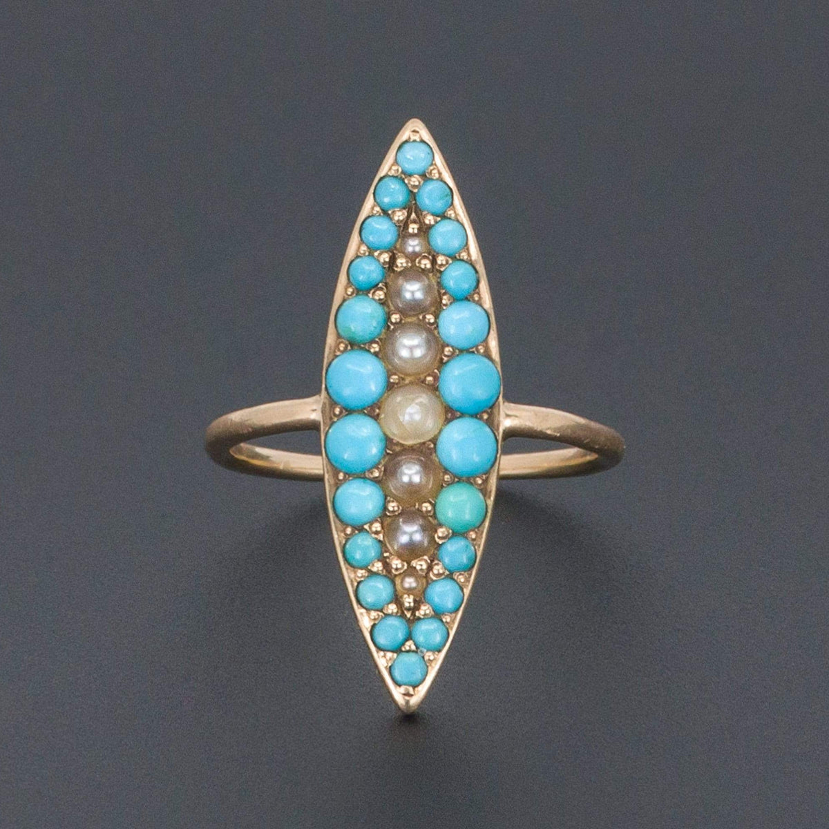 Turquoise Navette Ring | Antique Turquoise Ring - Trademark Antiques
