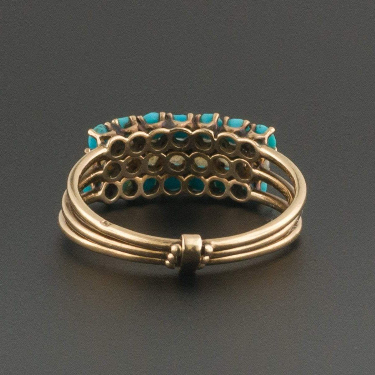 Turquoise &amp; Pearl Harem Ring | 14k Gold Ring - Trademark Antiques