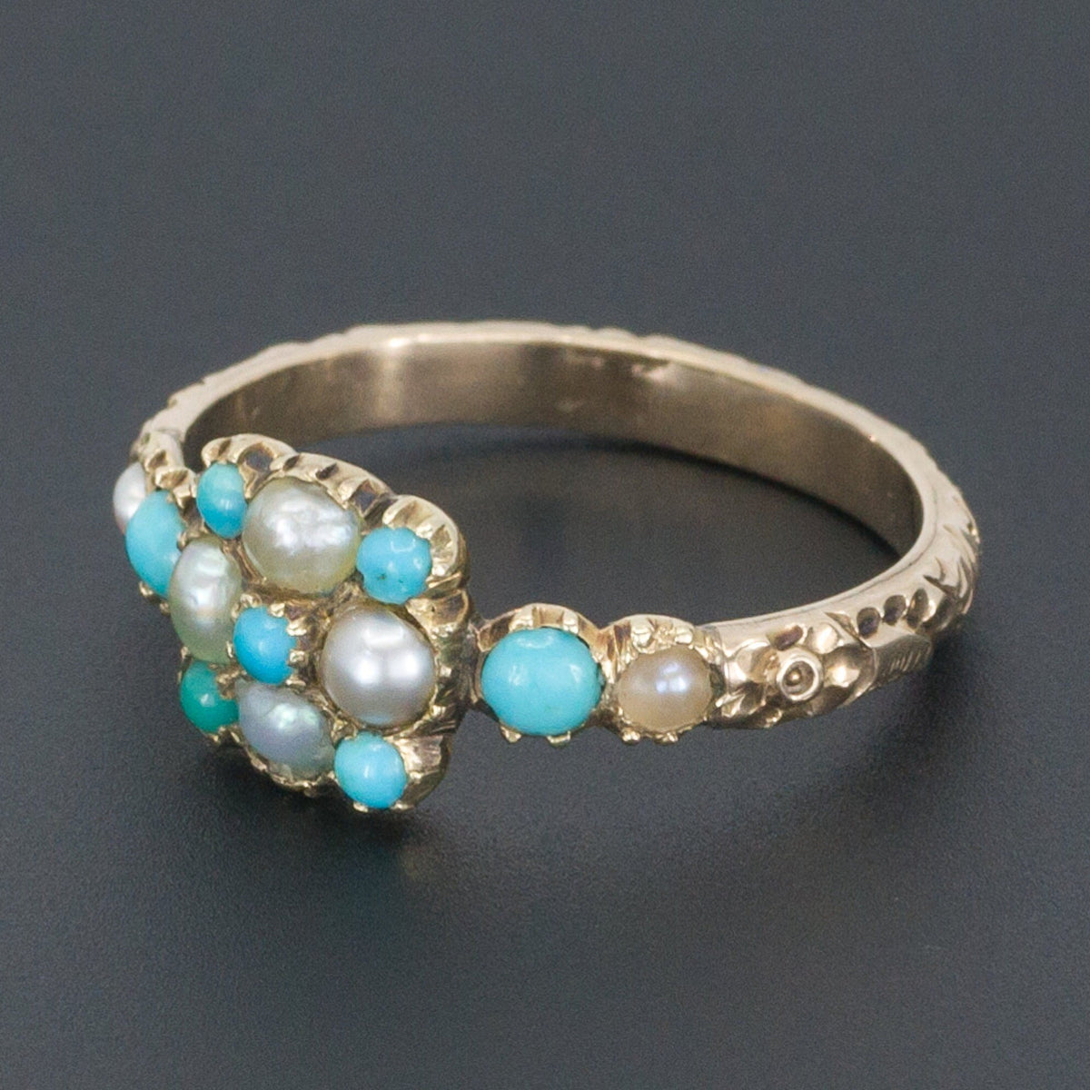 Turquoise &amp; Pearl Ring | Antique Ring - Trademark Antiques