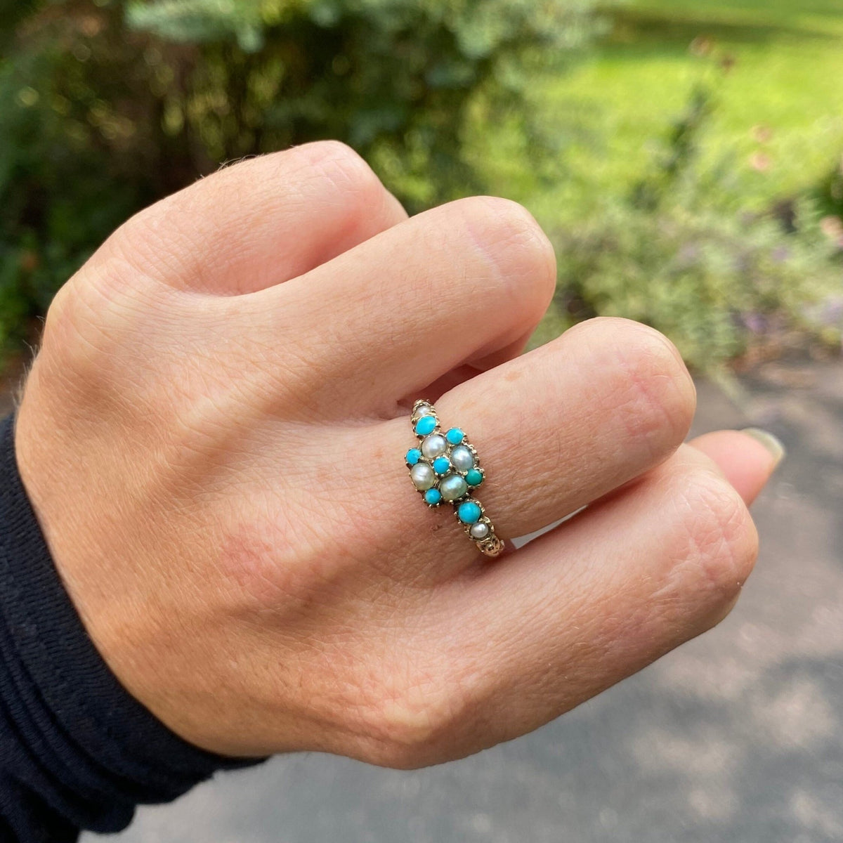 Turquoise &amp; Pearl Ring | Antique Ring - Trademark Antiques