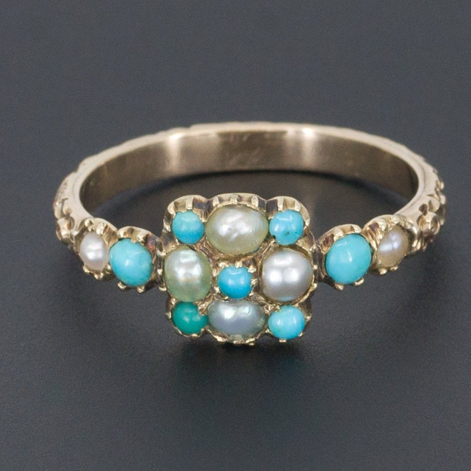 Turquoise &amp; Pearl Ring | Antique Ring - Trademark Antiques
