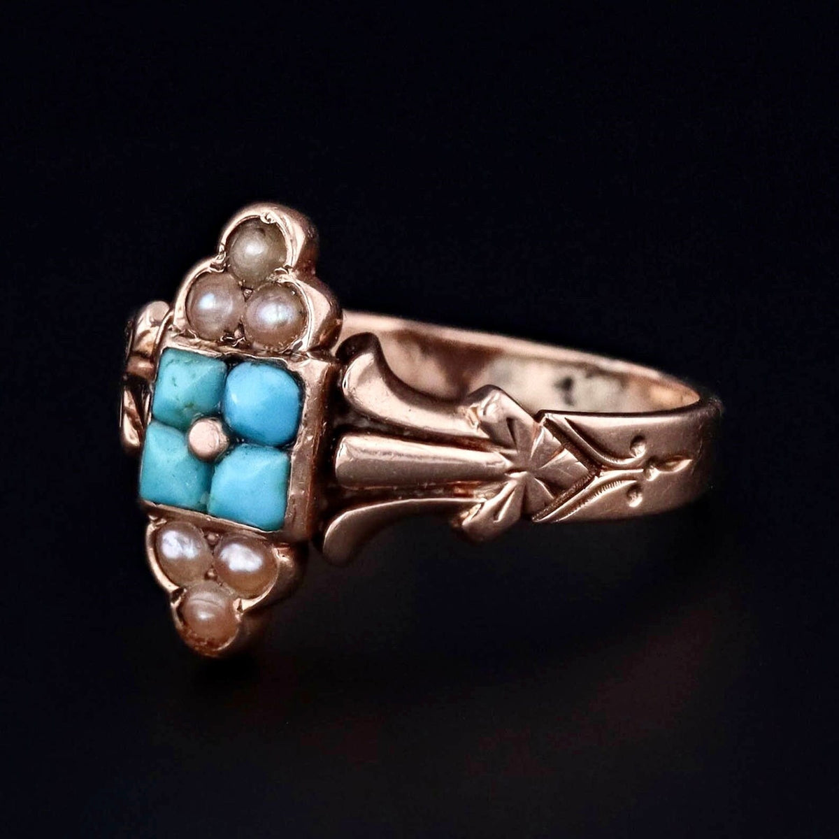 Turquoise &amp; Pearl Ring | Antique Ring - Trademark Antiques