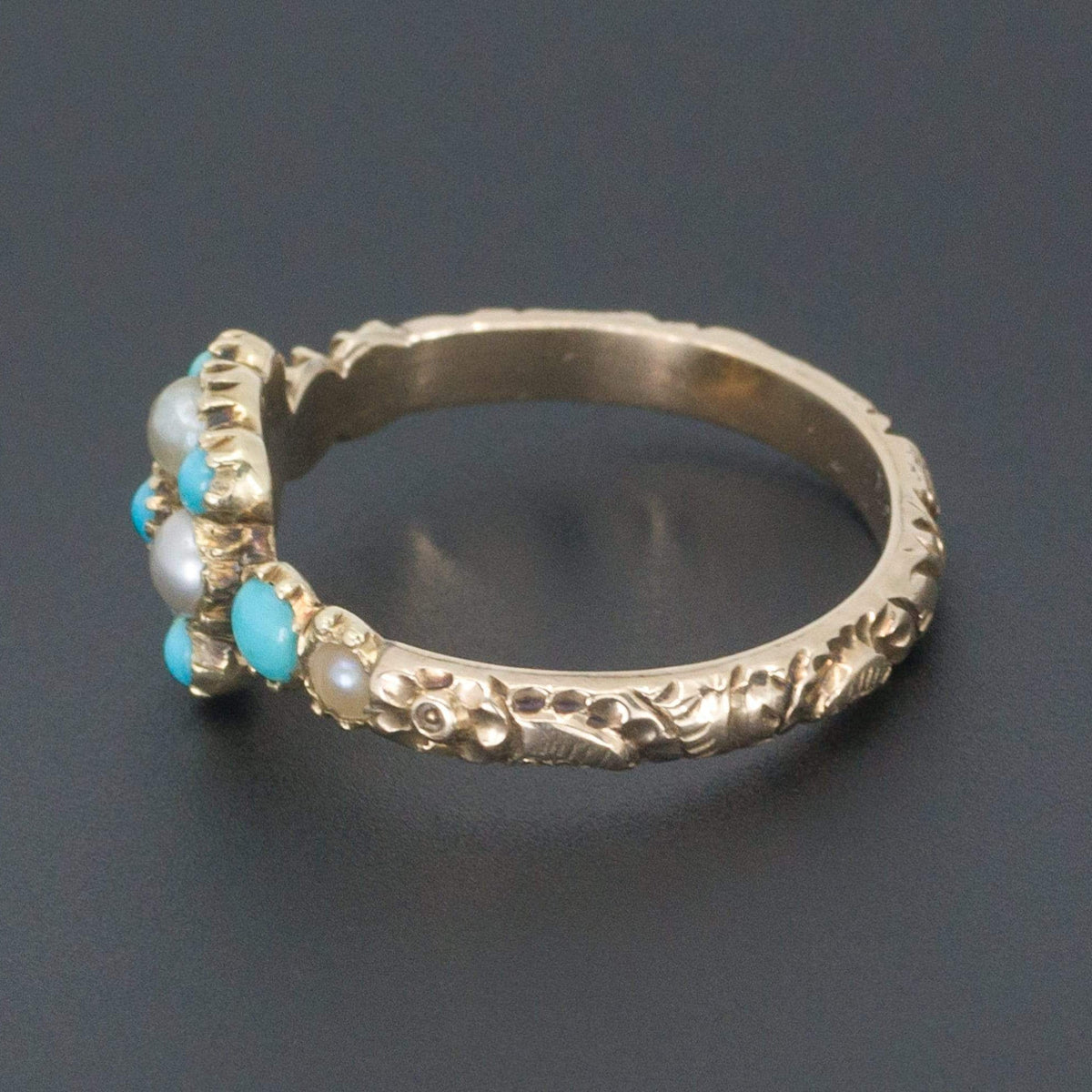 Turquoise &amp; Pearl Ring | Antique Ring - Trademark Antiques
