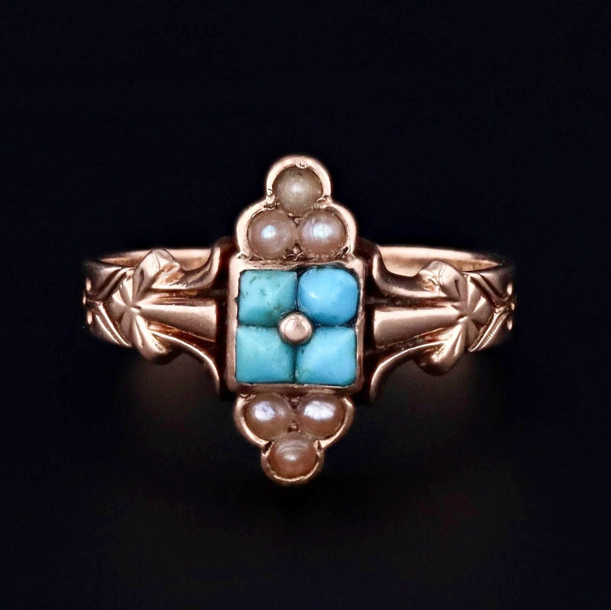Turquoise &amp; Pearl Ring | Antique Ring - Trademark Antiques