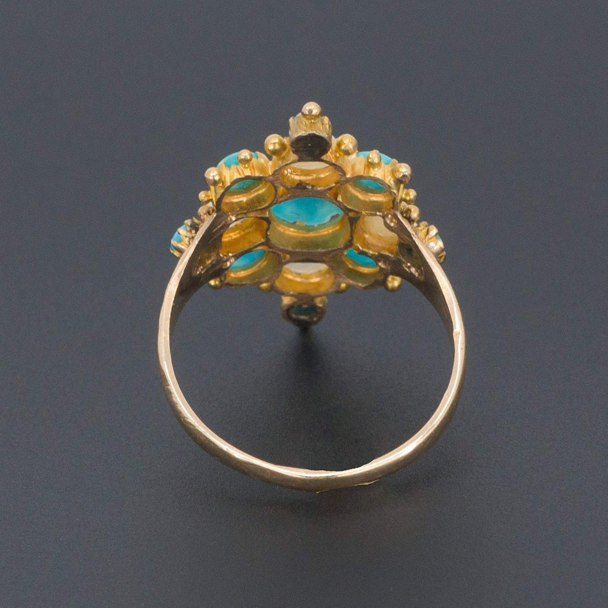Turquoise &amp; Pearl Ring | Victorian Ring - Trademark Antiques