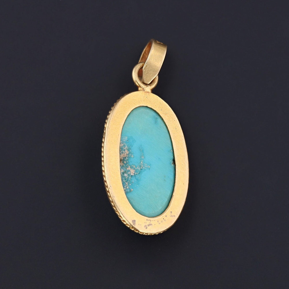 Turquoise Pendant | 18k Gold &amp; Turquoise Pendant - Trademark Antiques