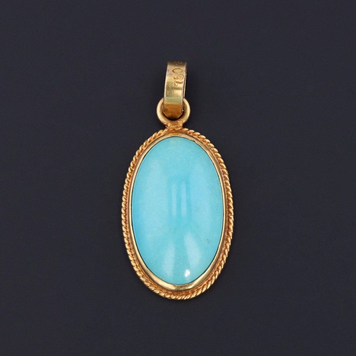 Turquoise Pendant | 18k Gold &amp; Turquoise Pendant - Trademark Antiques