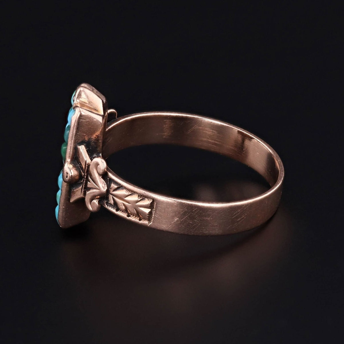 Turquoise Ring | 10k Gold, Turquoise &amp; Pearl Ring - Trademark Antiques