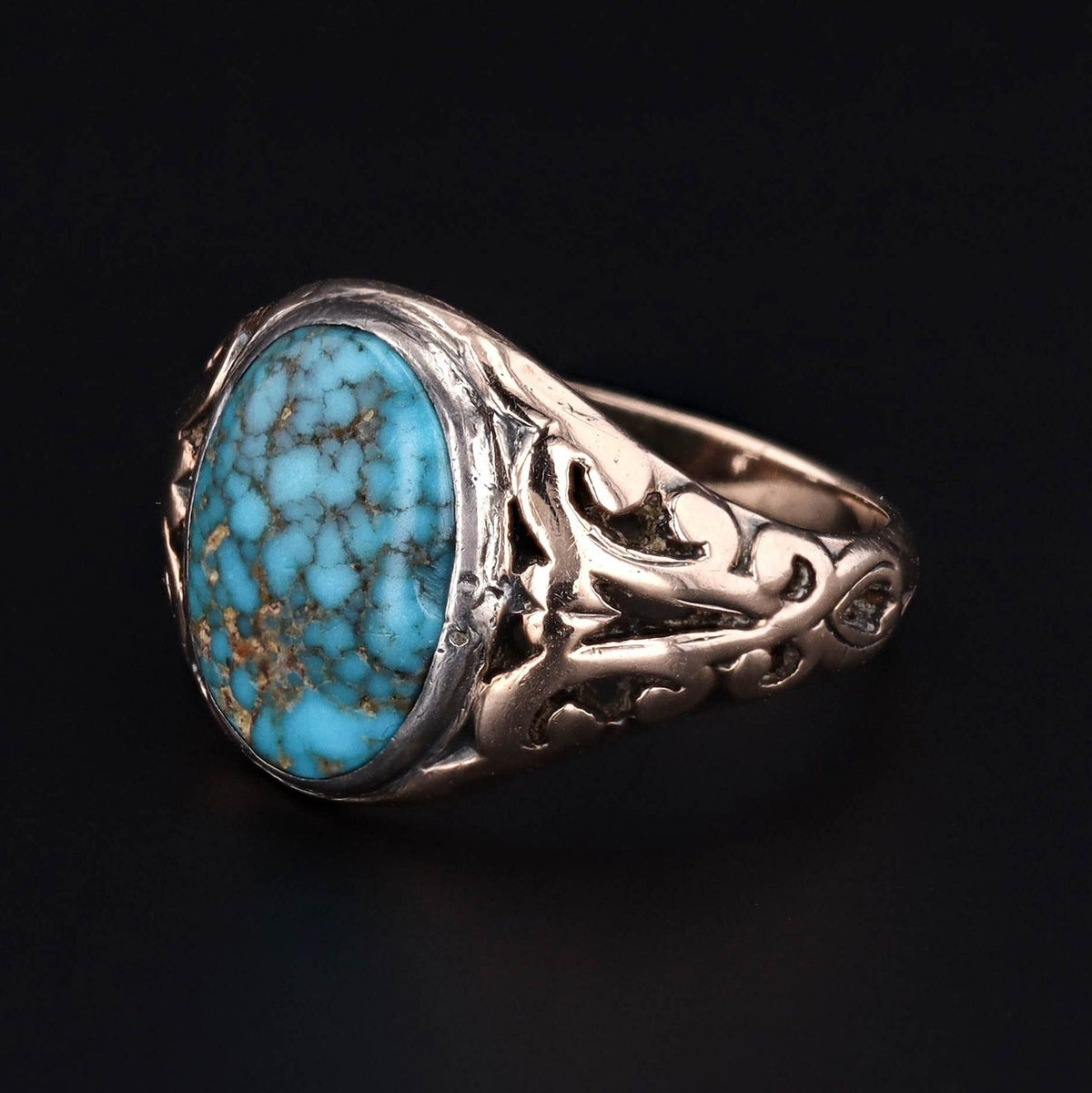 Turquoise Ring | 10k Gold Turquoise Ring - Trademark Antiques