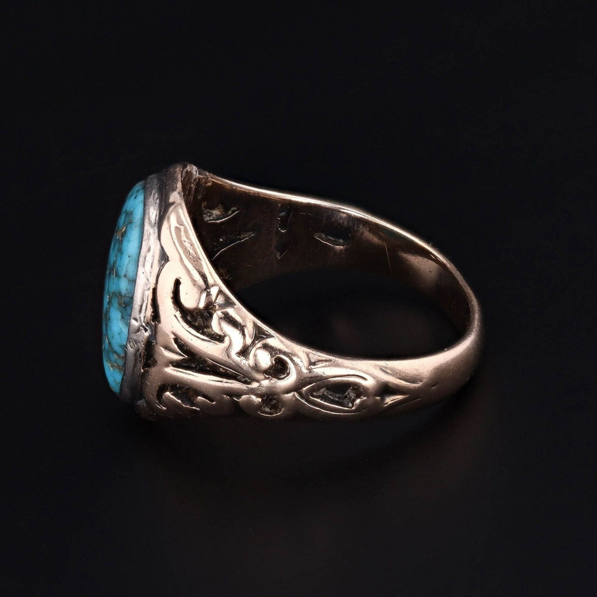 Turquoise Ring | 10k Gold Turquoise Ring - Trademark Antiques